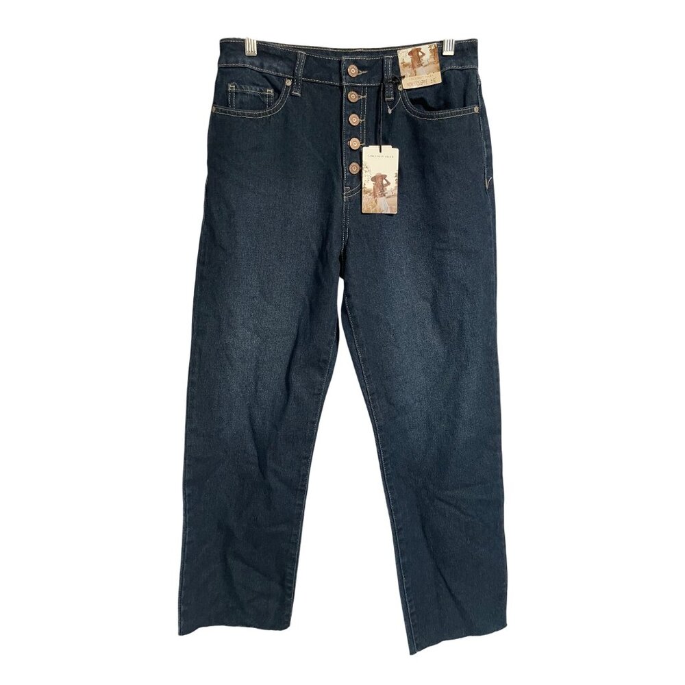 Sincerely Jules Mom Stovepipe Jean Womens JR Size 5 High Rise Button Fly Raw Hem